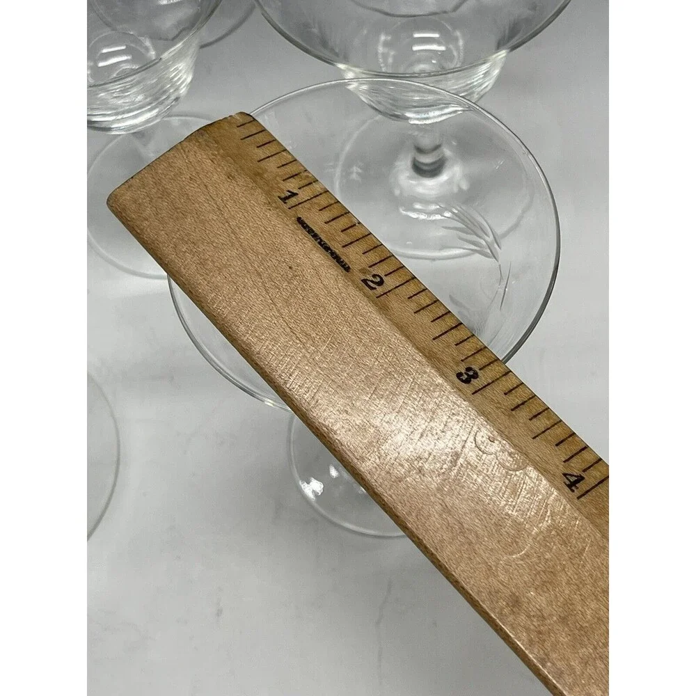 8 Vintage Clear Etched Glass Sherry Wine 2oz Glasses Shot‎